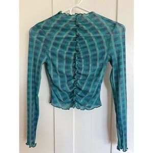 Find me now Eden mesh top in turquoise